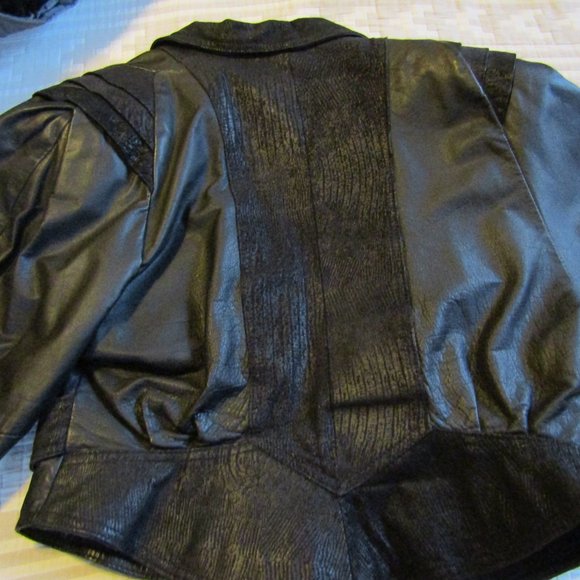 Vintage Retro 1980's Woman's Black Leather Jacket Size Small Y2K! - Picture 4 of 5